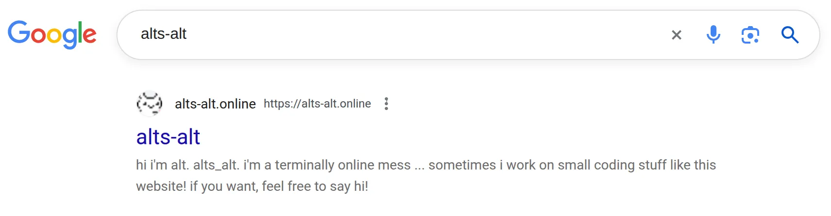 Google search results for "alts alt" showing this site
